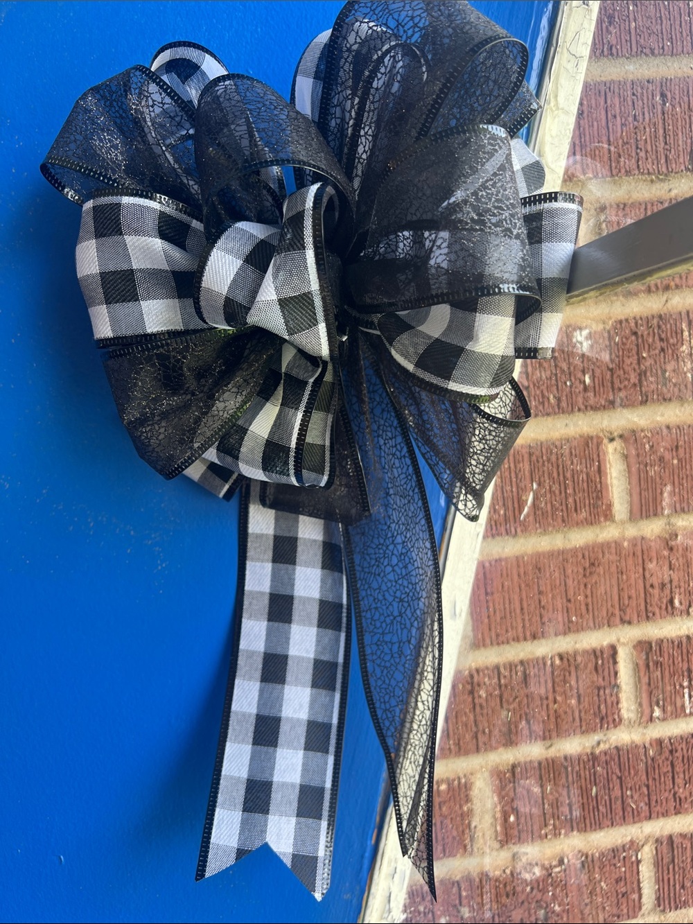 Black & White Buffalo Check Decorative Bow by